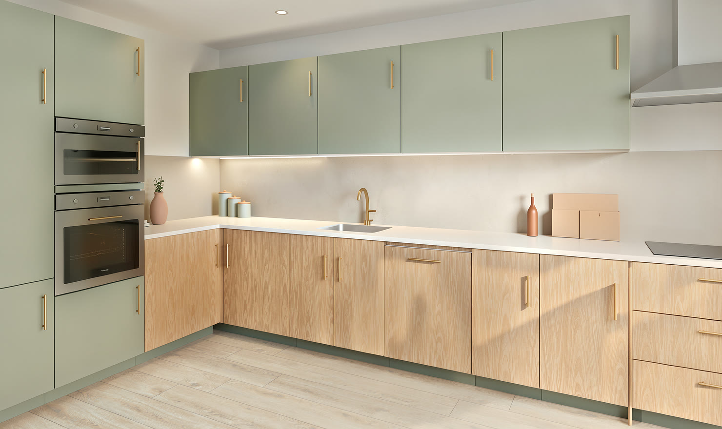 The same kitchen as a photoreal render